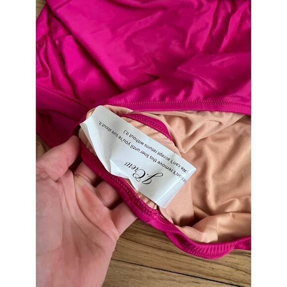 NWT J. Crew Pink Fushia One Piece Swim Suit Ruched Ruffle V Neck Women's 22 - Picture 8 of 10